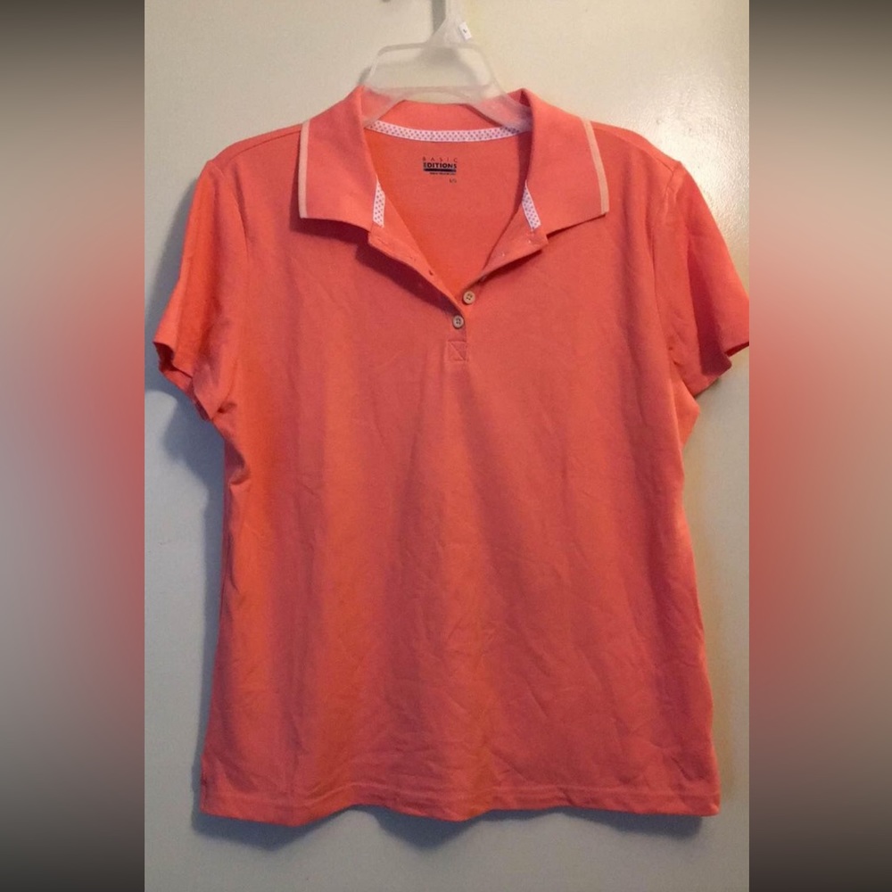 Peach Basic Editions Stretch Polo 🌼